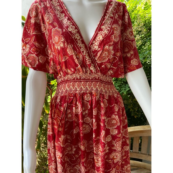 Angies Red Floral Printed Maxi Dress Bohemian Elegance for Spring* Size MED WD46 - Picture 4 of 14